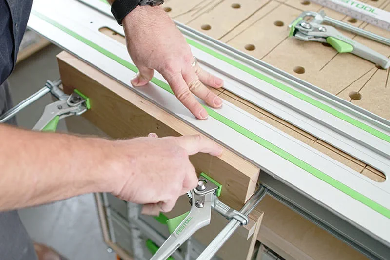 Brent using a guide rail