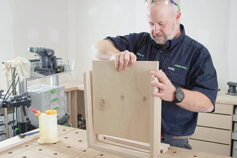 Sliding the front into the frame